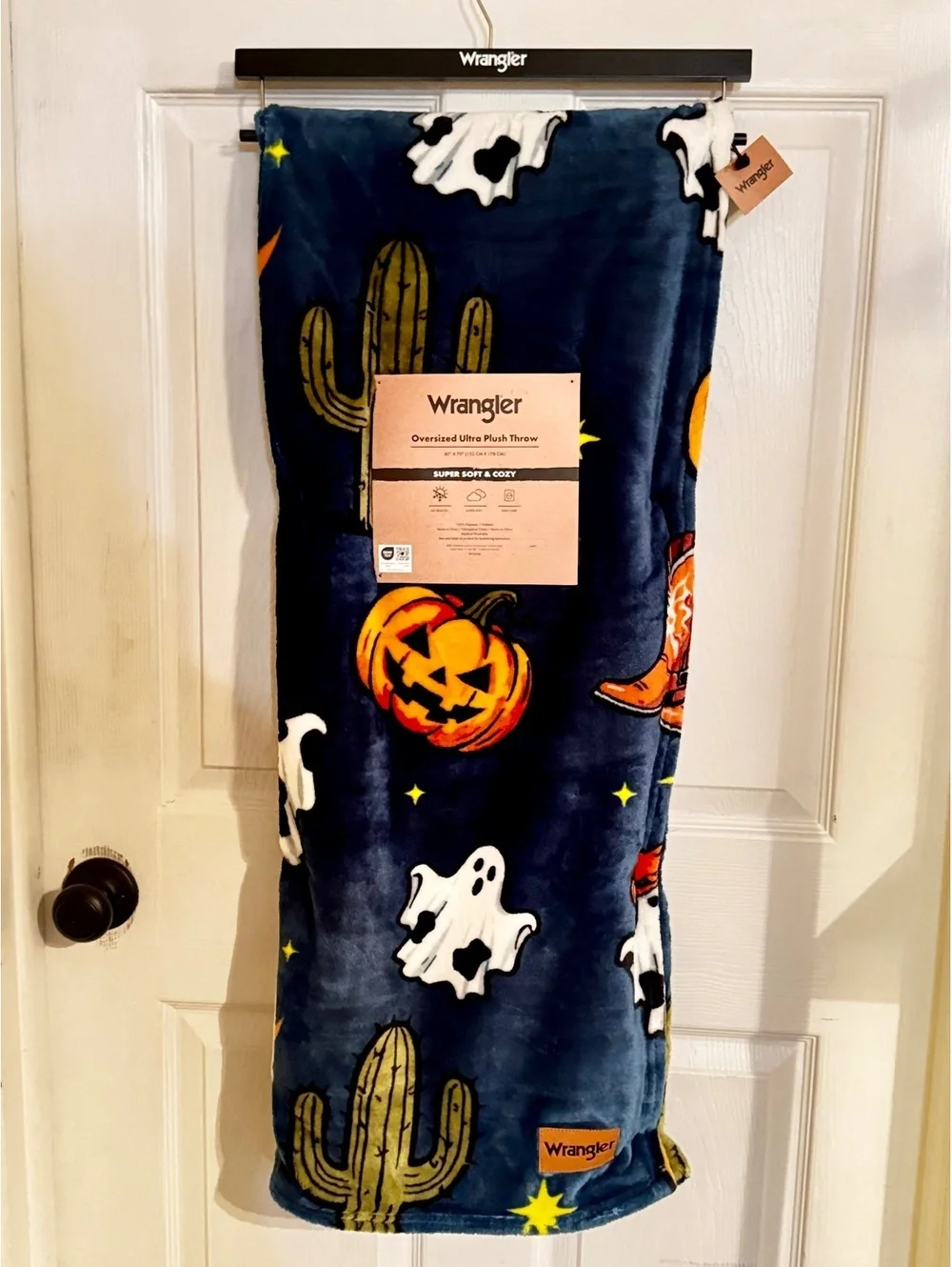 Wrangler Halloween Western Oversized Plush Throw Blanket